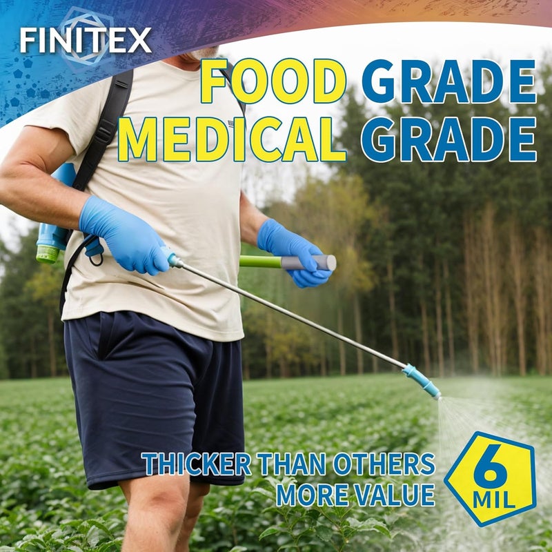 FINITEX Disposable Blue Nitrile Gloves 6mil Heavy Duty Latex-Free Glove 100PCS Cooking Food Safe Powder-Free Rubber Gloves - Image 2